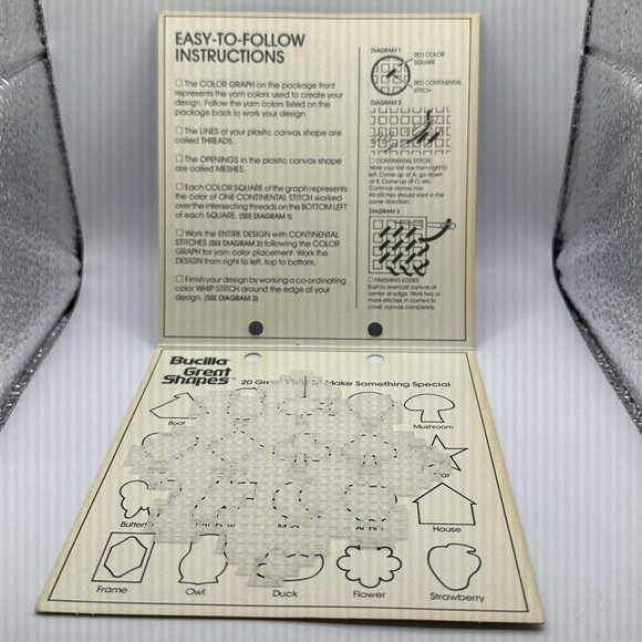 Vintages Bucilla Great Shapes 1982 Pre-Cut Plastic Canvas Shapes Flower No 5621 - Picture 4 of 9